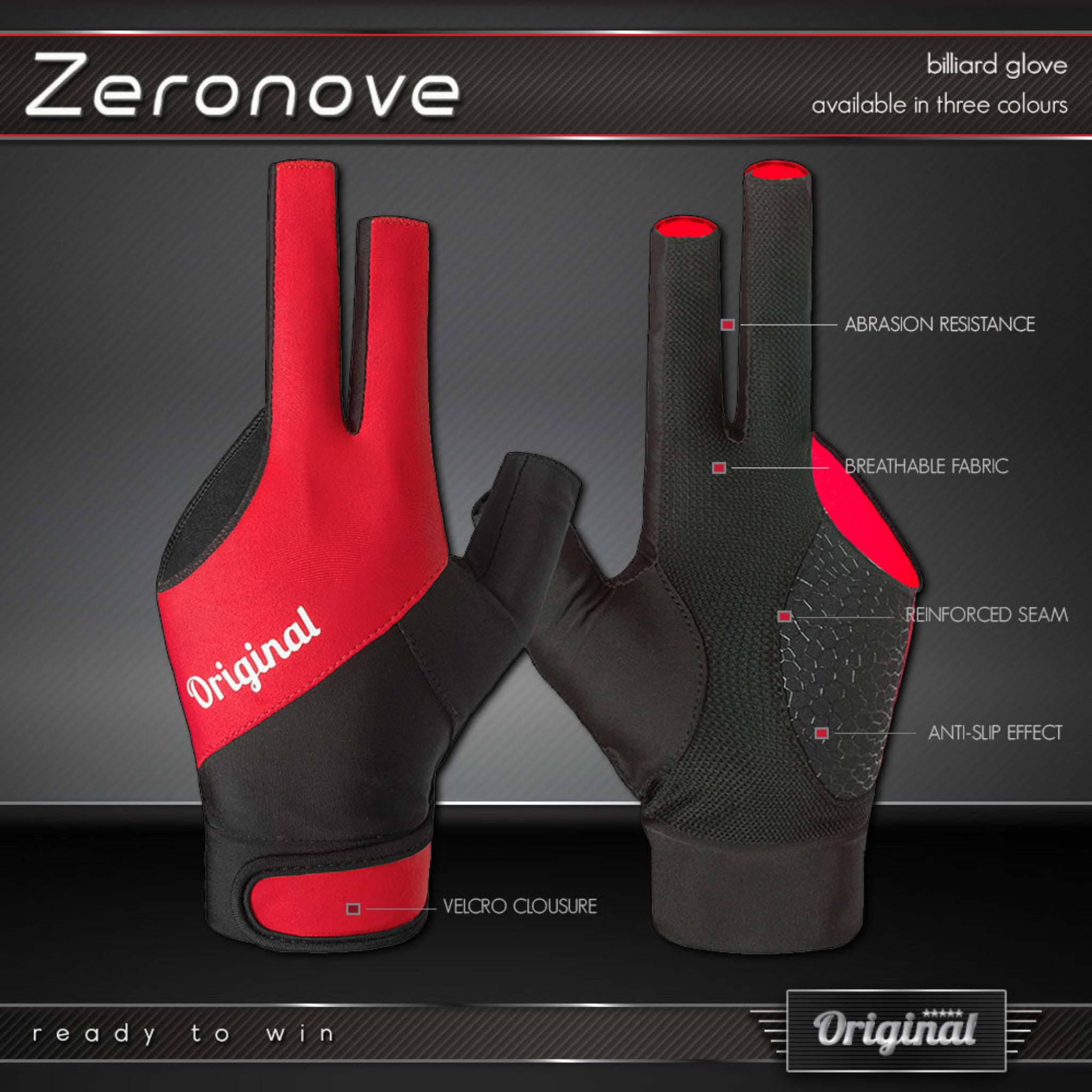 Luva Original Zeronove Vermelha e Preta Luva Original Zeronove Vermelha e Preta